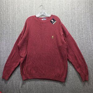 Chaps Ralph Lauren Sweater Mens 2XB Burgundy Ribbed Big & Tall Crewneck